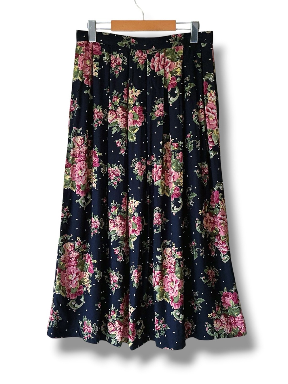 Susan Bristol Vintage Floral Pleated Maxi Skirt Size 14 (Runs Smaller)
